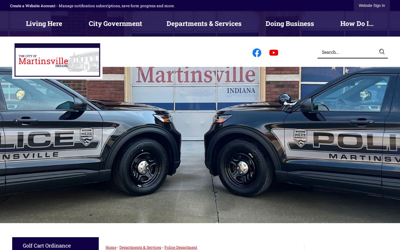 Martinsville Police arrest record contact page