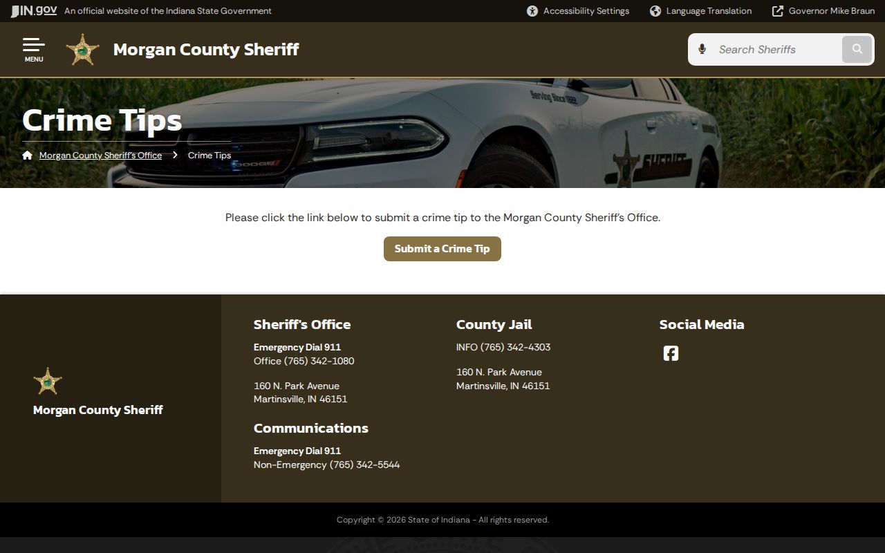 Morgan County Sheriff's Office official crime tip route for wanted information